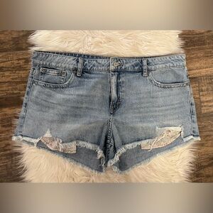 Lucky Brand 18/34 Low Rise Blue Jean‎ Booty Short Cut Off Distressed 100% Cotton